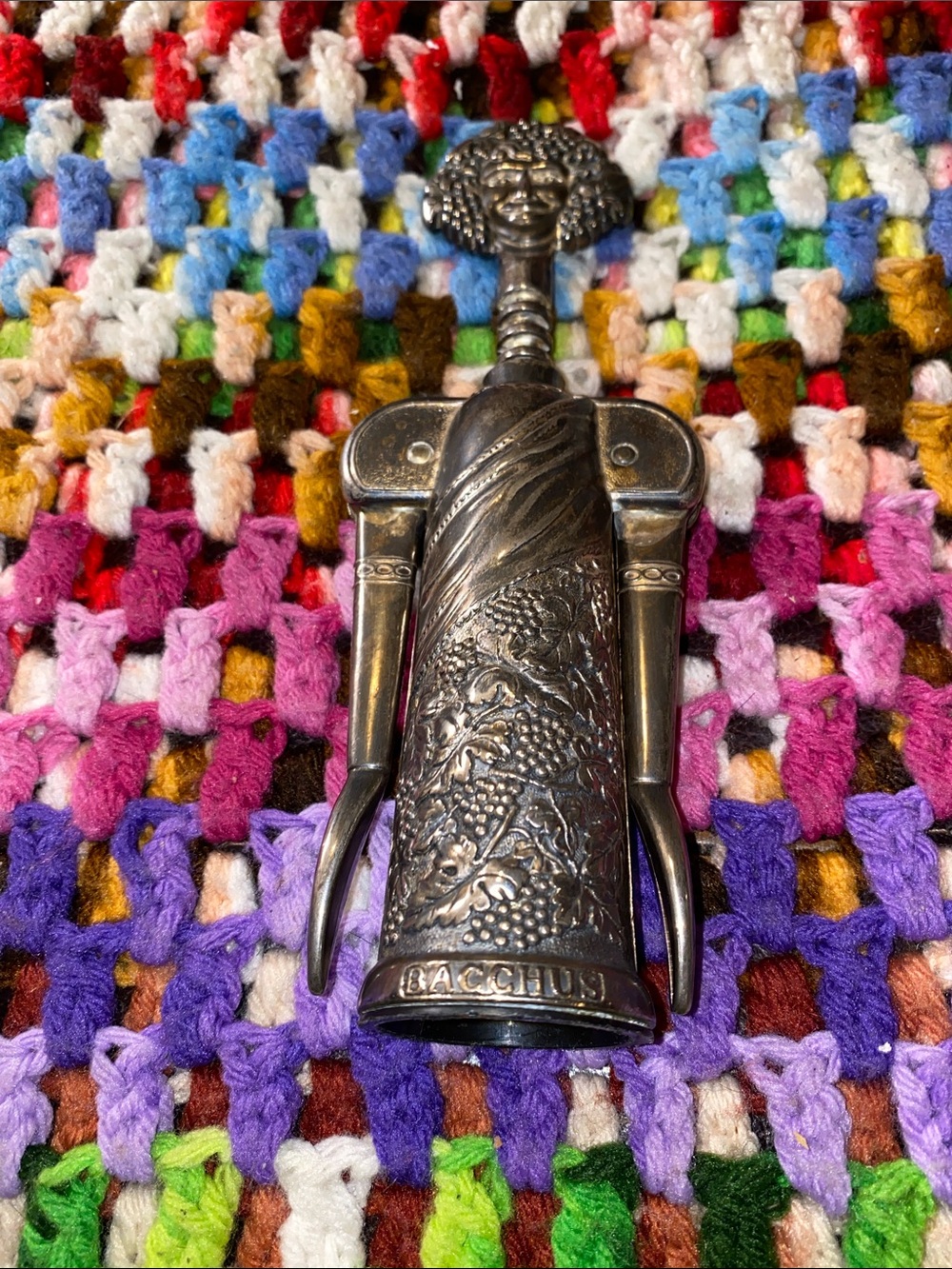 Godinger Silver-Tone Bacchus Winged Corkscrew with Grape Motif